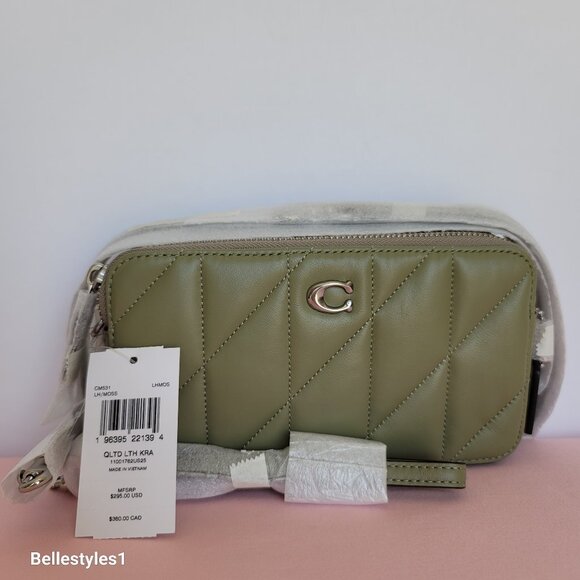COACH Kira With Quilted Nappa Smooth Leather Crossbody Bag- Moss color ⭐ - Picture 16 of 16